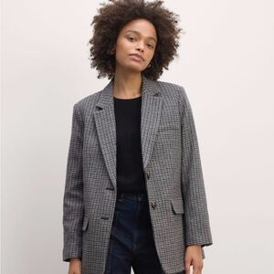 Everlane The Oversized Blazer in Wool | Gray Houndstooth - Size 6